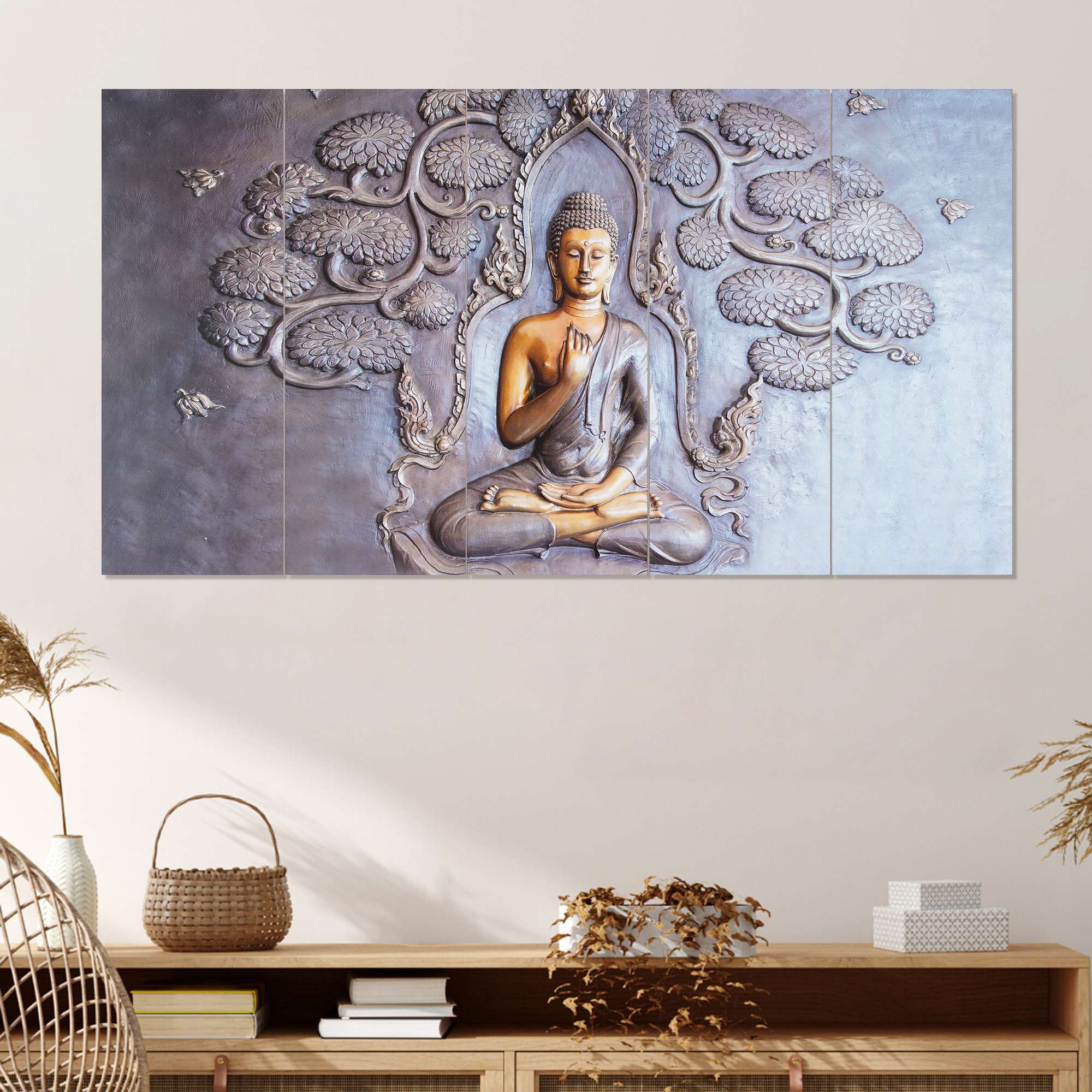 Set Of 5 Wooden Framed Wall Paintings - Image 2