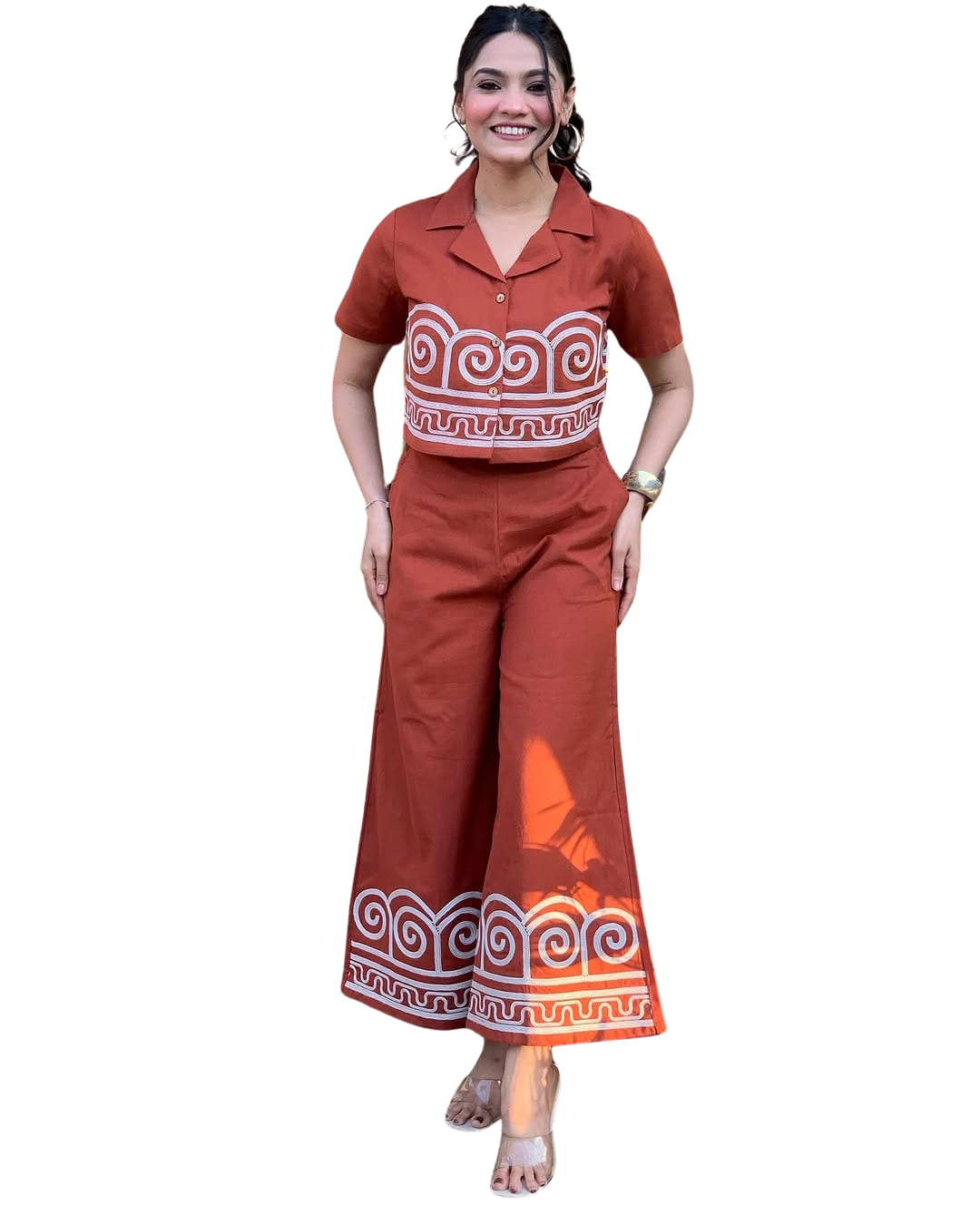 Laidback Luxe ? Embroidered Floral Dress with Printed Touch (M)